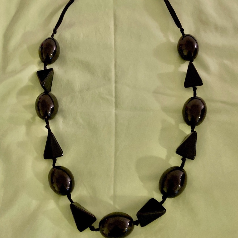 Chicos Chunky Black Bead Statement Necklace